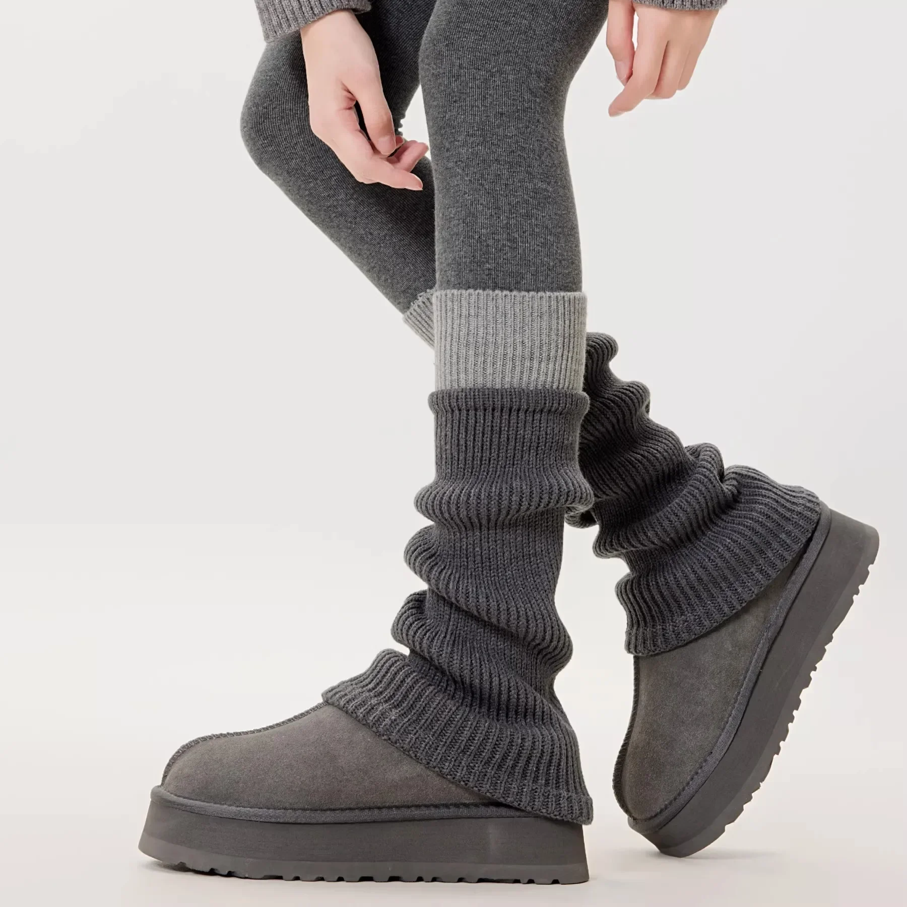 1/2 Pair Leg Warmers Lolita Socks Y2K Knitted Warm Foot Cover White Black Warmer Lady Autumn Winter Crochet Sock Boot Cuffs