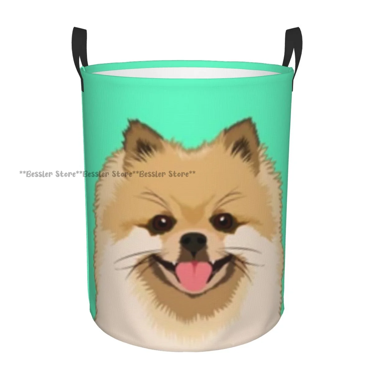 Folding Laundry Basket Pomeranian Dog Dirty Clothes Storage Bucket Wardrobe Clothing Organizer Hamper