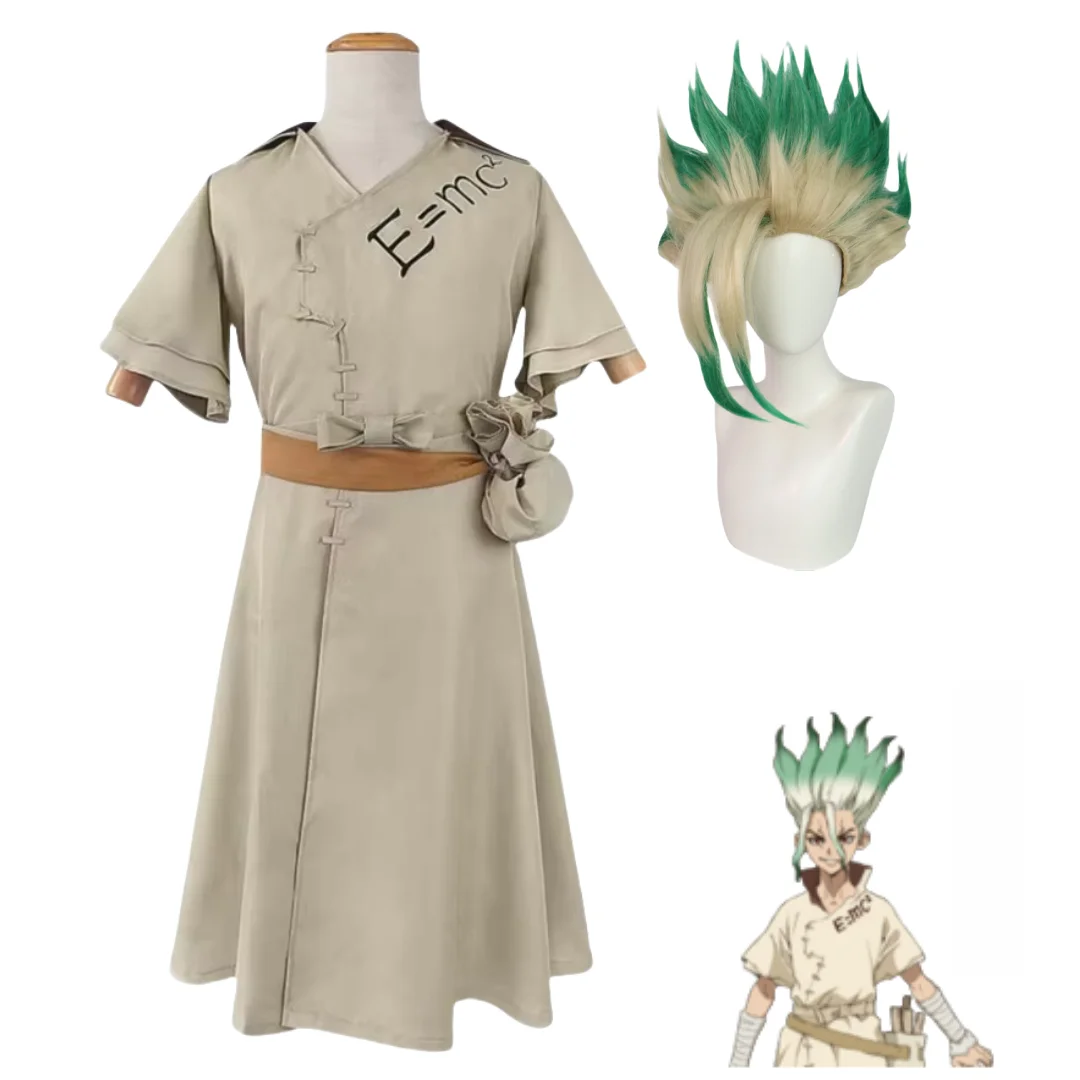

Anime Senku Ishigami Cosplay Costume Wig Sets Halloween Senku Ishigami Role Play Suit Comic Con Clothing