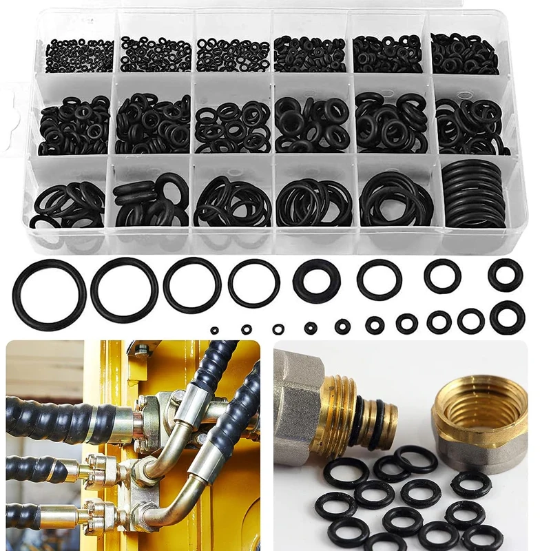 

225/750/1200PCS O Ring Seal Set O-Ring Gasket KIT Rubber Thickness 1/3.1MM Nitrile O Rings Set Waterproof Various Size Sealing