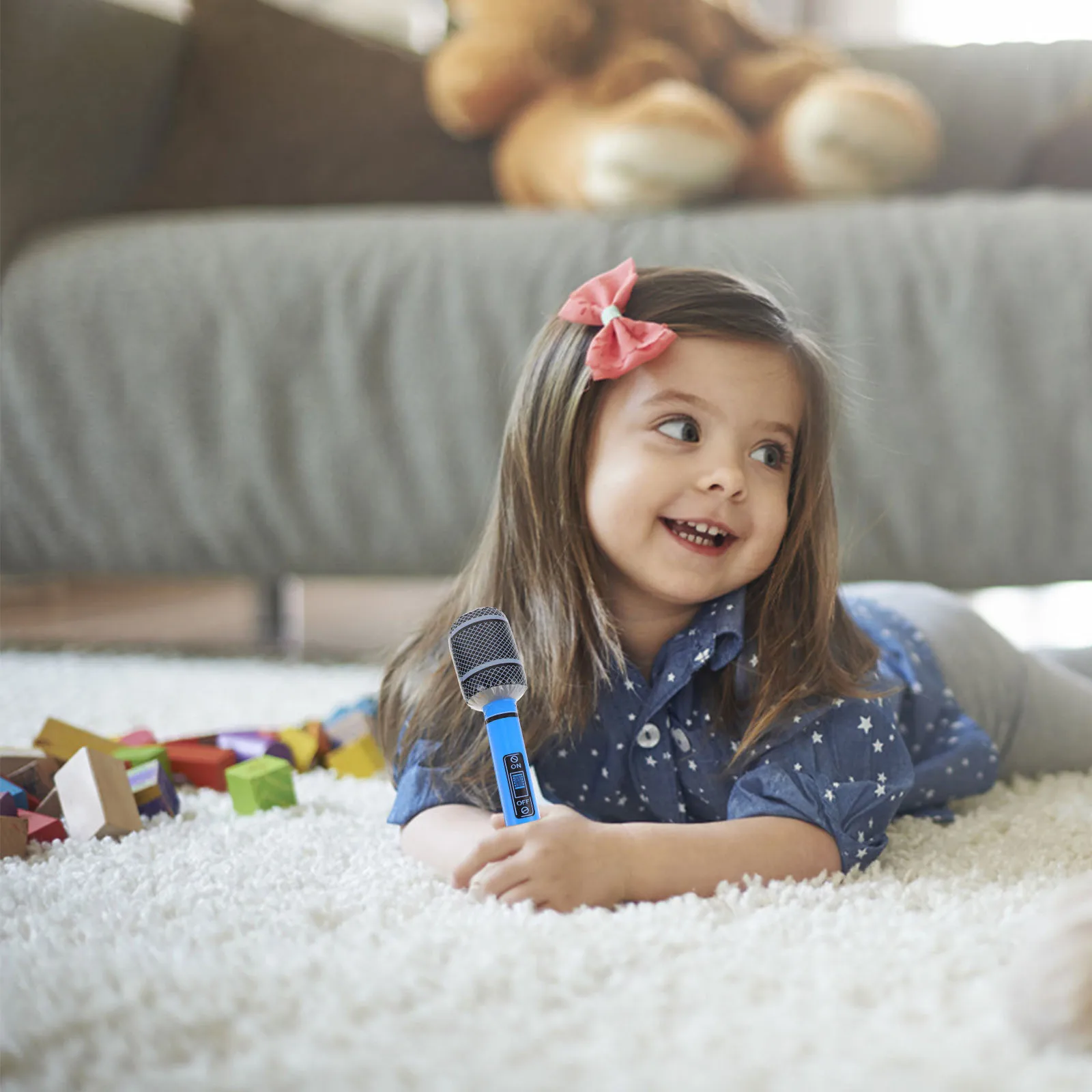 

6 Pcs Inflatable Microphone 33cm PVC Random Toy Party Favors Blow Up Mic Rock Star Favor Plastic DIY Decorations