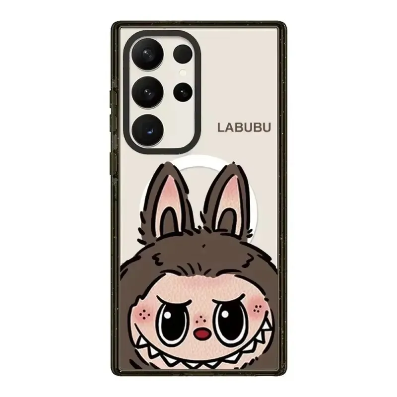 

Cartoon Doll Magnetic Black Border Acrylic Protective Case for Samsung Galaxy S24 S23 S22 Ultra S24+ S24 Plus Shell
