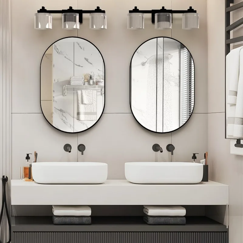 

2 Piece Oval Bathroom Mirror Capsule Wall Vanity Mirror, 20"x30" Pill Mirrors Wall Mounted Mirror, Large Modern Mirror