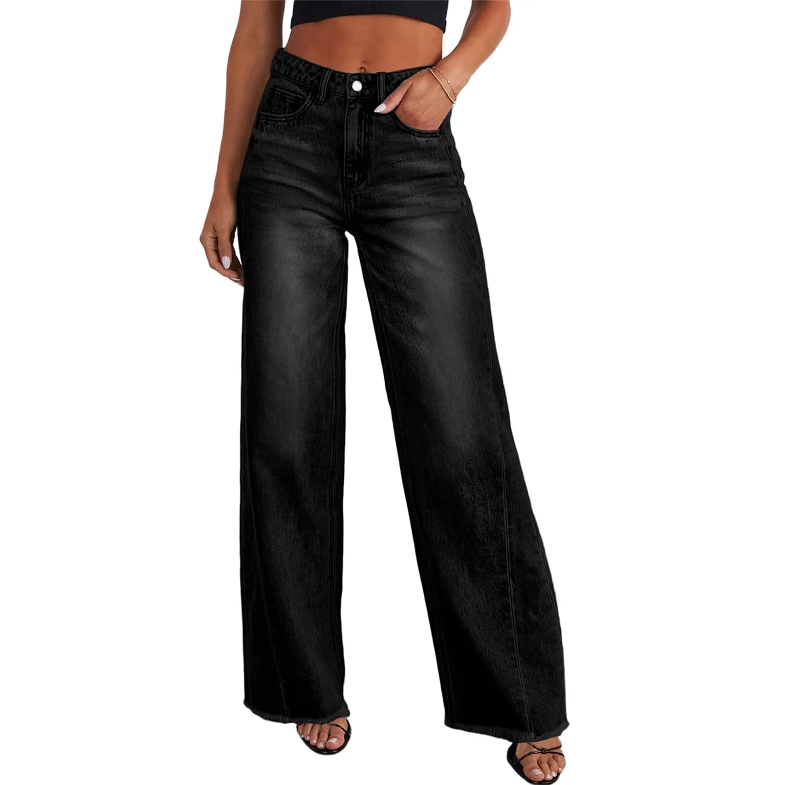

Women Denim Pants Trend Wide Leg Pants High Waist Fashion Loose Trousers Spring Autumn Classic Straight Pants Pantalones