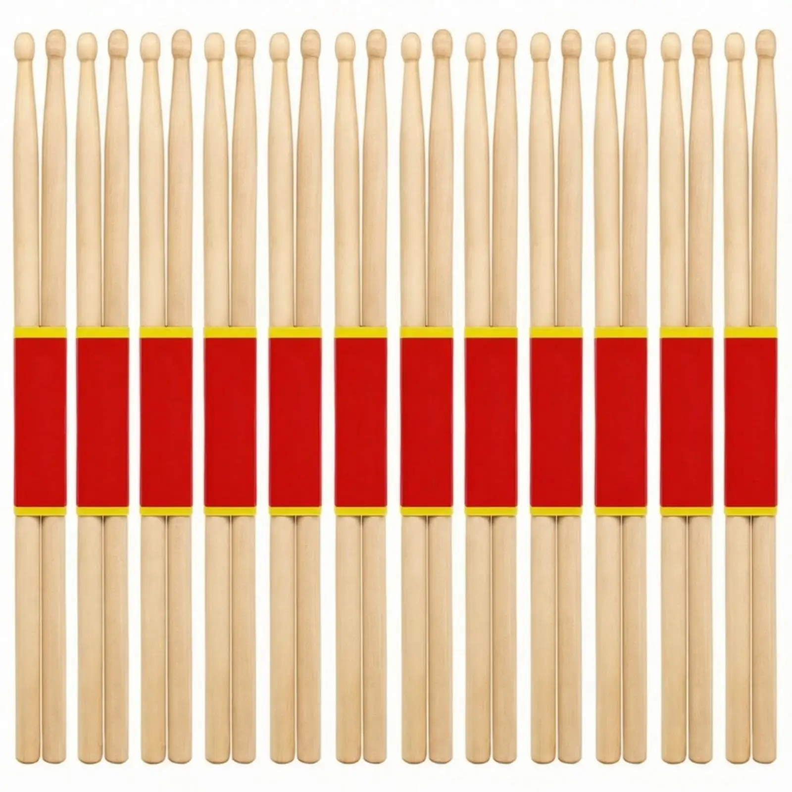 24 Pieces Maple Wood Drumsticks with Wood Tip Natural Finish Maple Drumstick Drumstick with Rounded Tip Versatile for Drummers