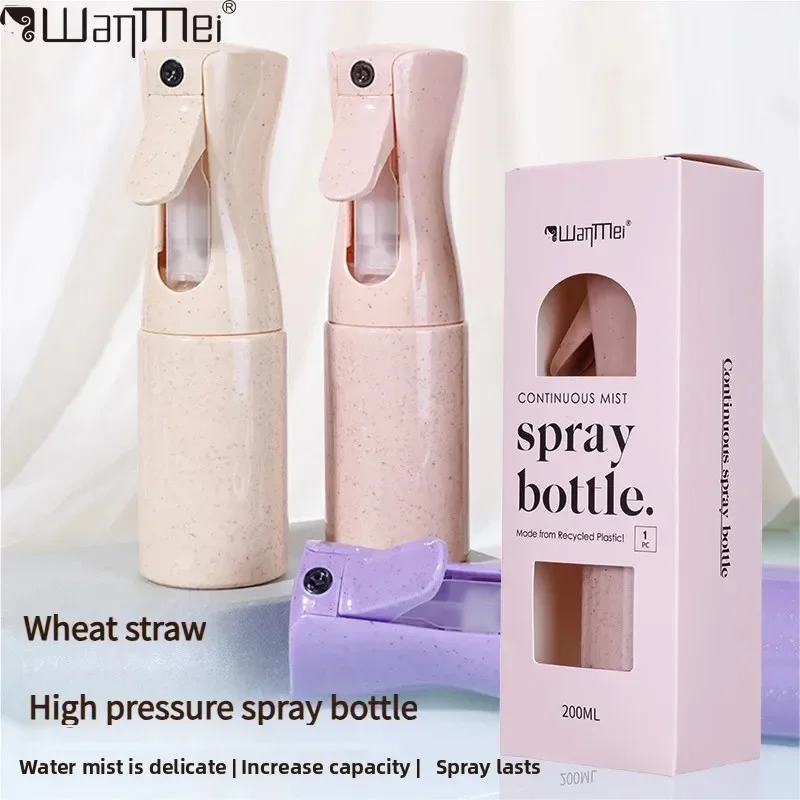 200ML Wheat Straw Continuous Spray Bottles Hairdressing Pressure Sprinkling Bottle Barber Salon Hairdressing Styling Tools
