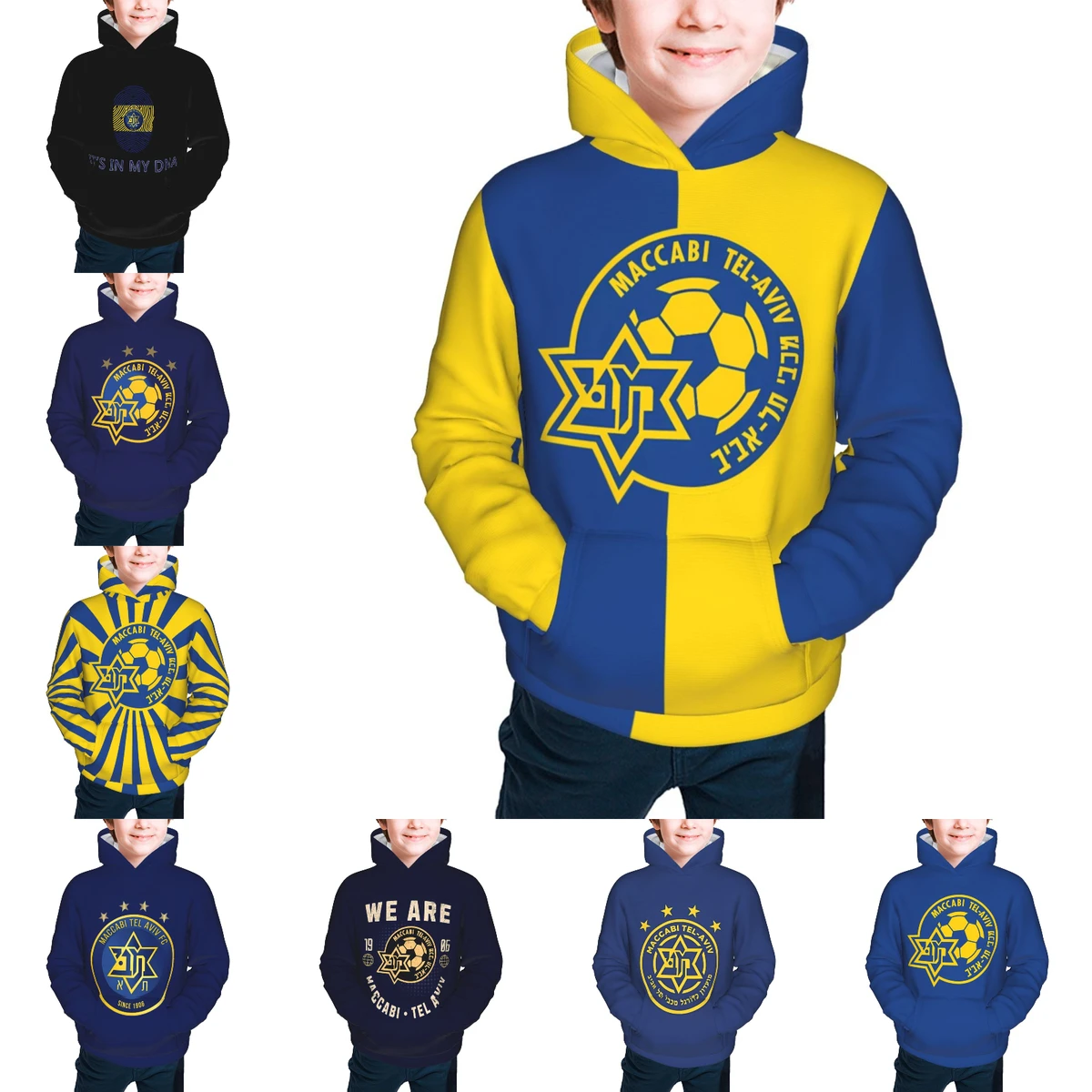 Maccabi Tel Aviv Children's Pullover Hoodie Youth Sweatshirt Kids Casual Hooded Hoodies Youth Sportswear Tracksuit