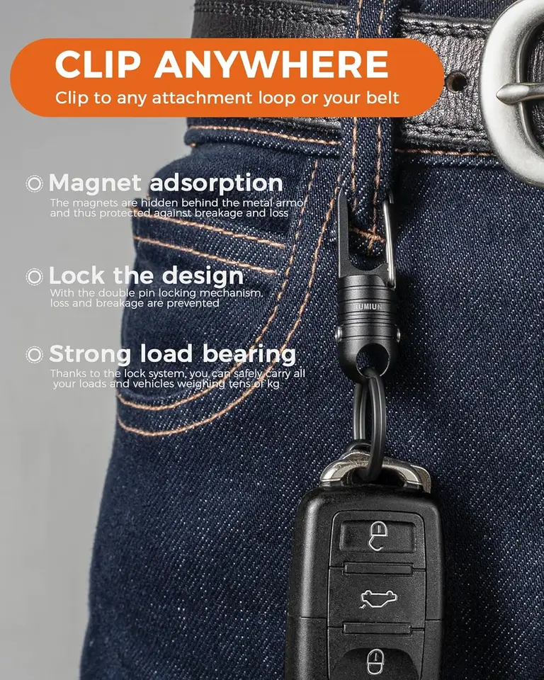 Magnetic Quick Release Keychain Black 2 Button