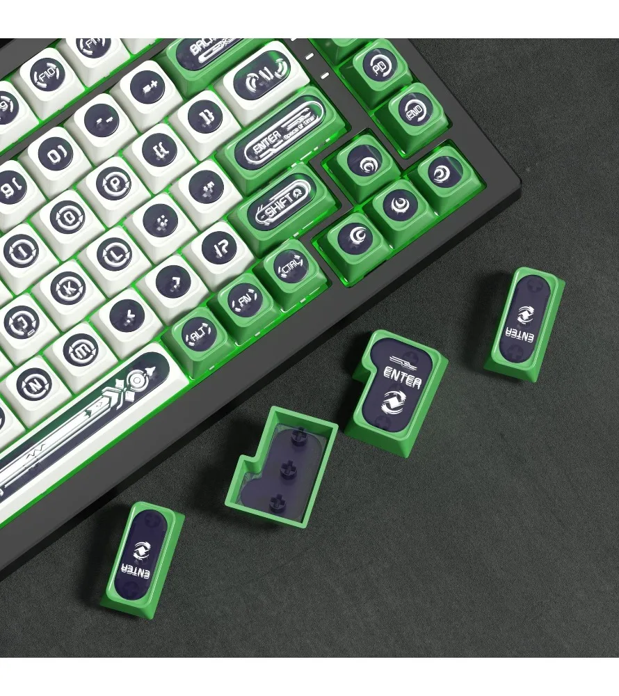 

138 key PBT original highly customized mechanical keyboard keycaps green opal series keycaps sublimation