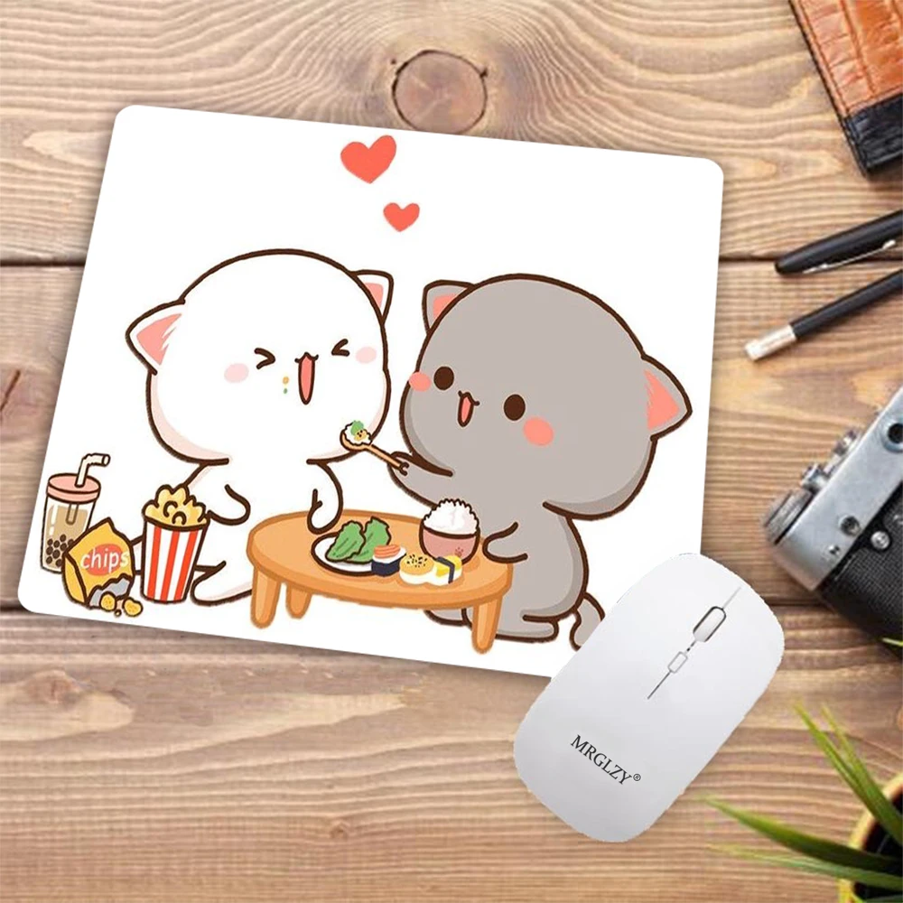 

Mouse Pad Cute Couple Mochi Peach Cat Keyboard Mat Desk Accessory Desktop Gaming Laptop Table Mat Cartoon Note Pad Anime Rug