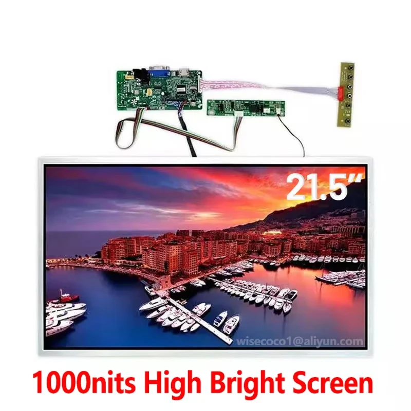 Wisecoco 21.5 Inch Sunlight Readable Display 1000Nits High Brightness LCD FHD 1920x1080 Outdoor Industrial IPS Screen LVDS