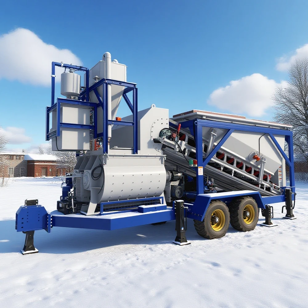 مصنع خلط للبيع نبات الخرسانة المتنقلة Mobile Mini 25m3/h إلى 35m3/h خرسانة أوتوماتيكية بالكامل