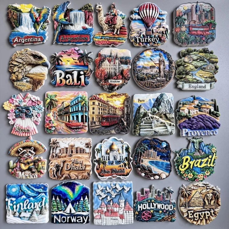 Fridge Magnet Norway Mexico Brazil Argentina Cuba Peru Estonia Poland Finland Abu Dhabi Bali Kazakhstan Prague Athens HongKong