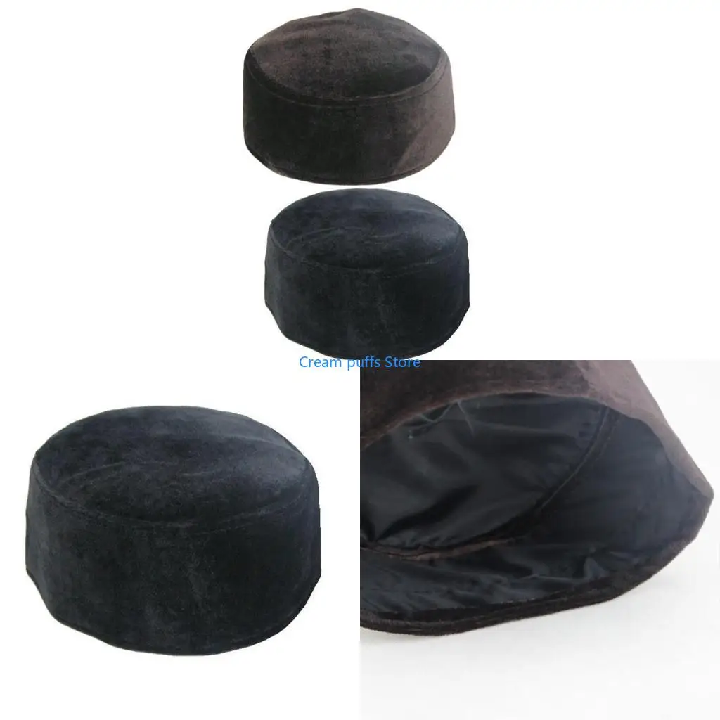 

50LE Men's Muslim Prayer Hats Elegant Soft for Shell Caps Skull Islamic Worship Ramadan Solid Casual Winter for Head Wear Clo
