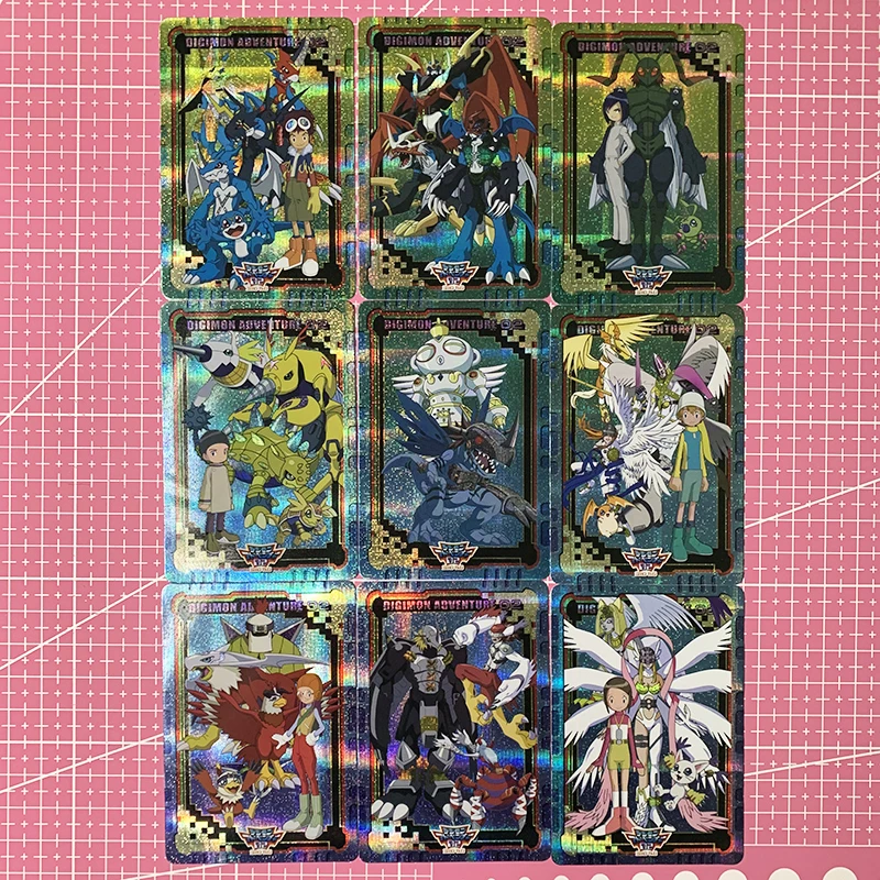 9Pcs/set Digimon Adventure Reset Version Super Evolution Refraction Color Flash Anime Game Characters Collection Cards