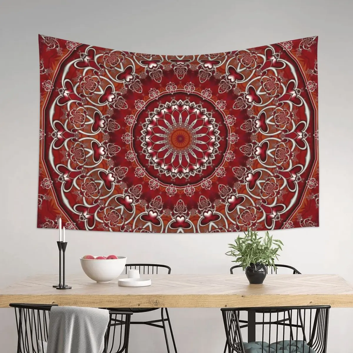 

Ruby Red Mandala Tapestry Aesthetic Room Decor Korean Room Decoration Aesthetic Room Decoration Accessories Tapestry