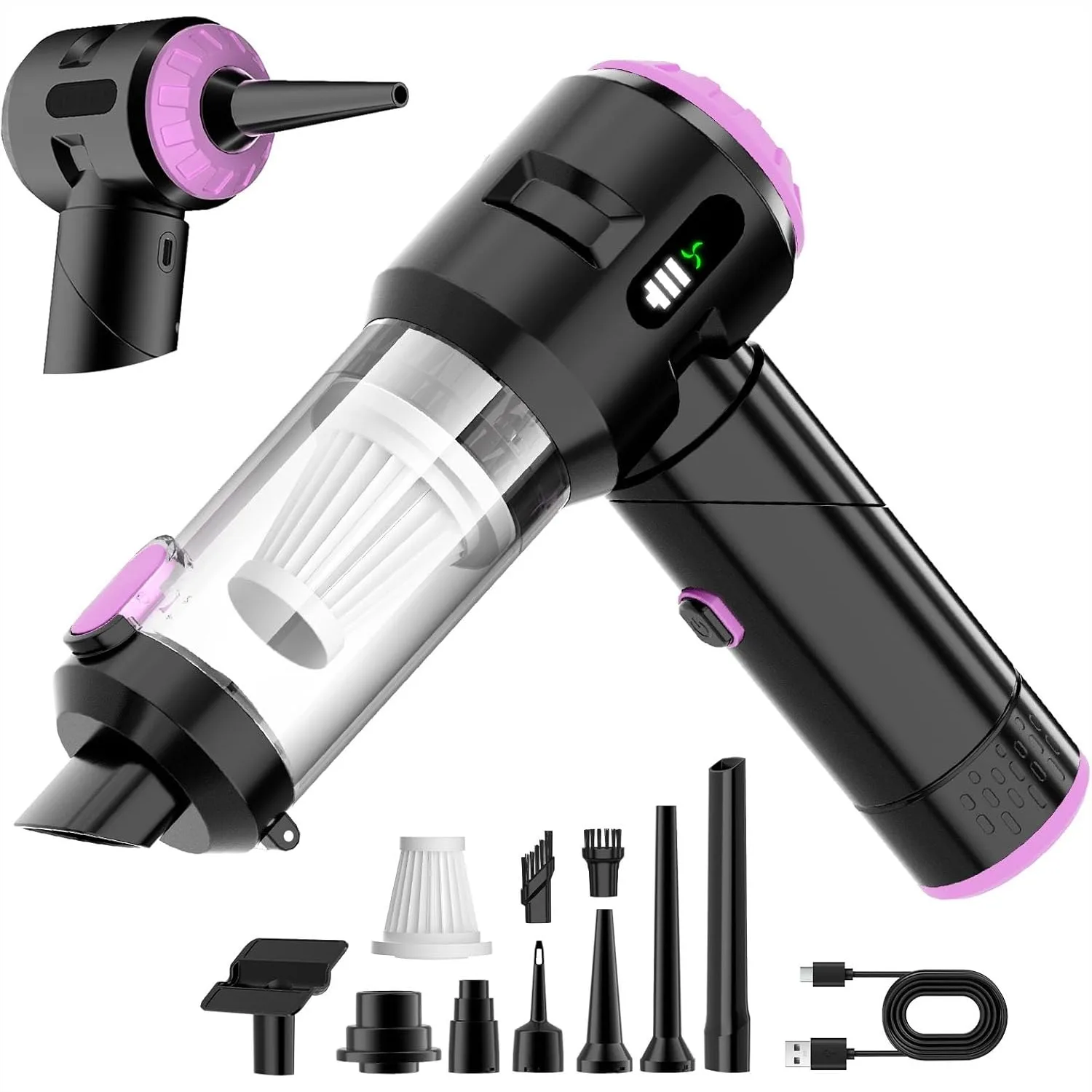 

Ручной автомобильный пылесос с мощностью всасывания 25000PA, беспроводной, портативный, для автомобиля, дома, офиса, кухни - легкая уборка