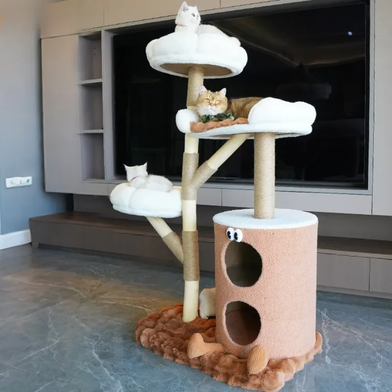 Solid Wood Cat Climbing Frame ，Stable Cats Nest Cat Tree Scratching Post Wear and Grip Resistance Pet Furniture Products