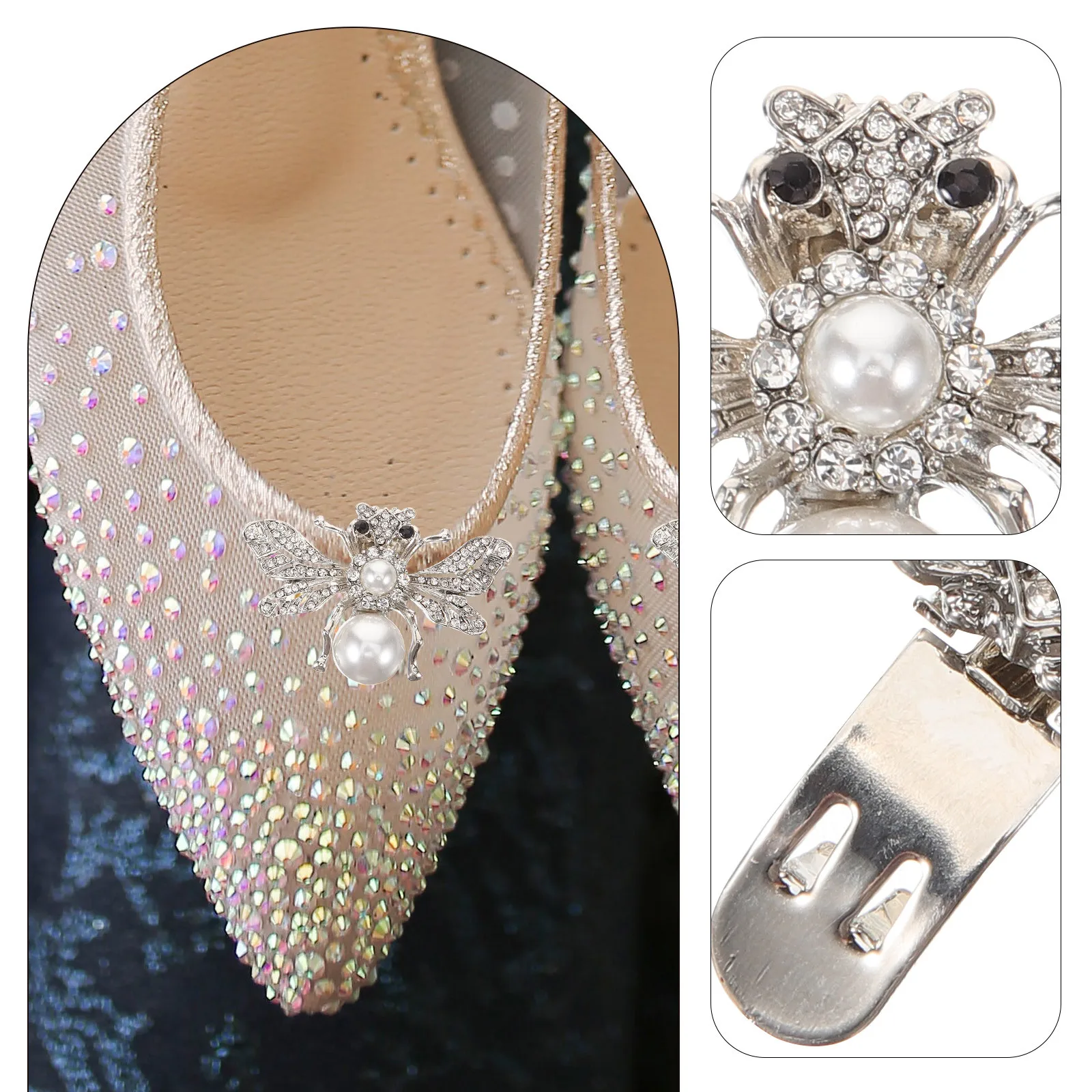 

1 Pair Detachable Bee Shape Shoe Clip Rhinestone Zinc Alloy Bridal Embellishment Decorative Buckle Women'S Pumps Heel Boot