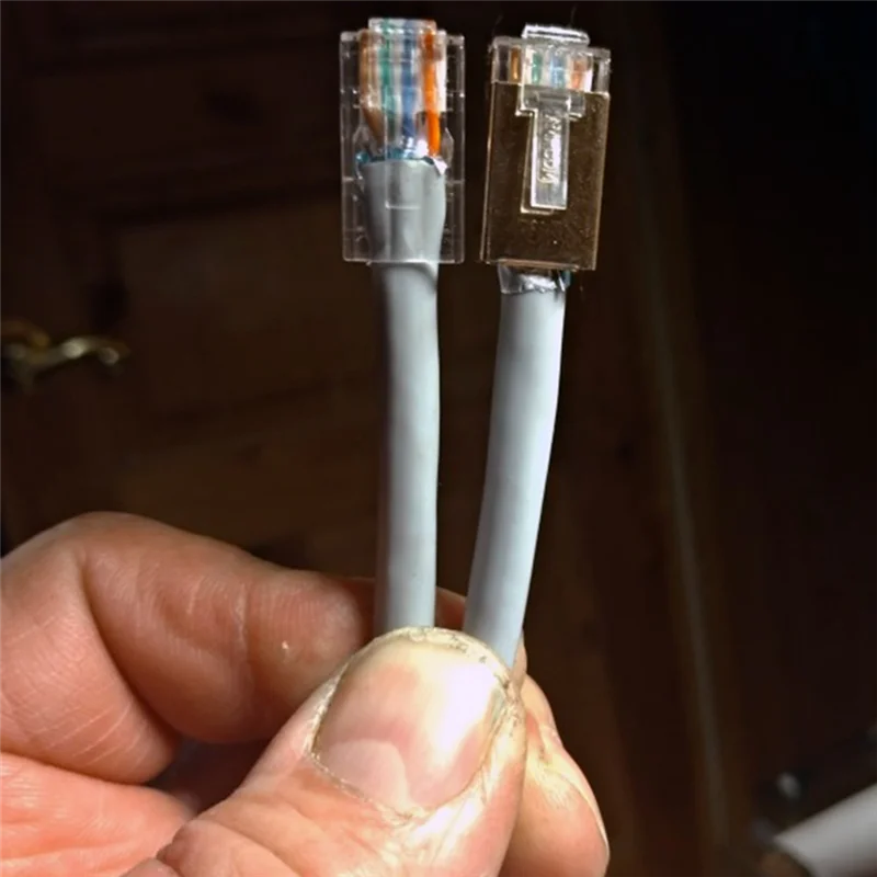 200 Stück RJ45-Stecker 6U vergoldet Durchgang Ethernet-Kabel Modulstecker Netzwerk RJ-45 Kristallköpfe Cat5 Cat5e