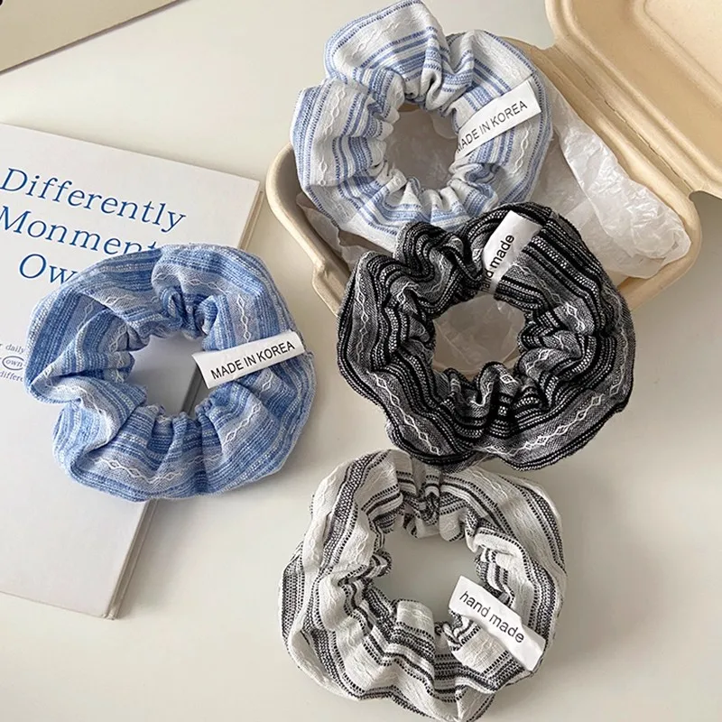 Banda para el cabello Vintage elegante a rayas para el intestino grueso para mujeres y niñas, lazo para el cabello, banda de goma, accesorios para el cabello de moda