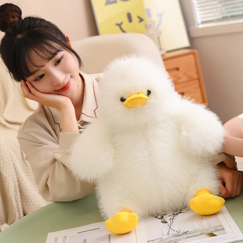 40-95cm High Quality Yellow Fat Duck Cute Dolls Throw Pillow Long hair Pluh Soft Stuffed Animal Cartoon Funny Birthday Gifts