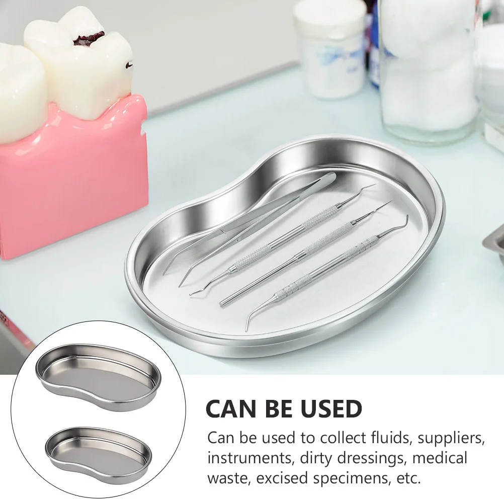 

2Pcs Sturdy Stainless Steel Kidney Trays Easy Clean Medical Storage Curved Plate Plate Stainless Steel Tray Bending Storage Tray