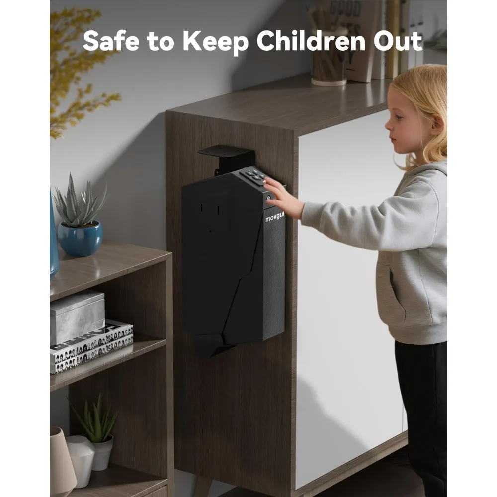 Gun Safe, Biometric Drop Down Bedside Gun Safe Quick Access Handgun Safe Mount Pistol Safe for Desk, Car, Nightstand