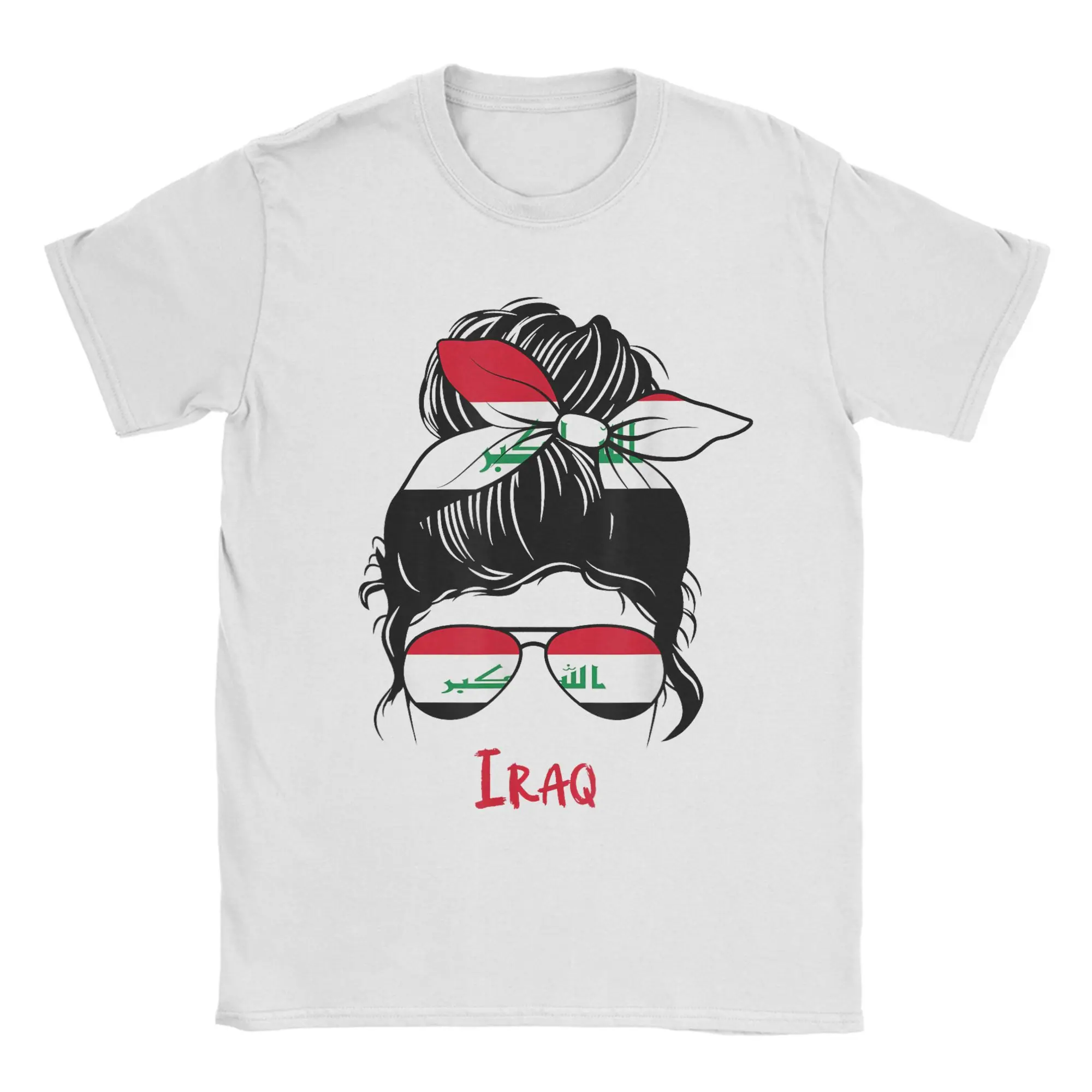 Camisetas de Algodão com Estampa de Bandeira do Iraque para Homens e Mulheres, Camiseta de Manga Curta com Gola Redonda, Tamanhos Grandes