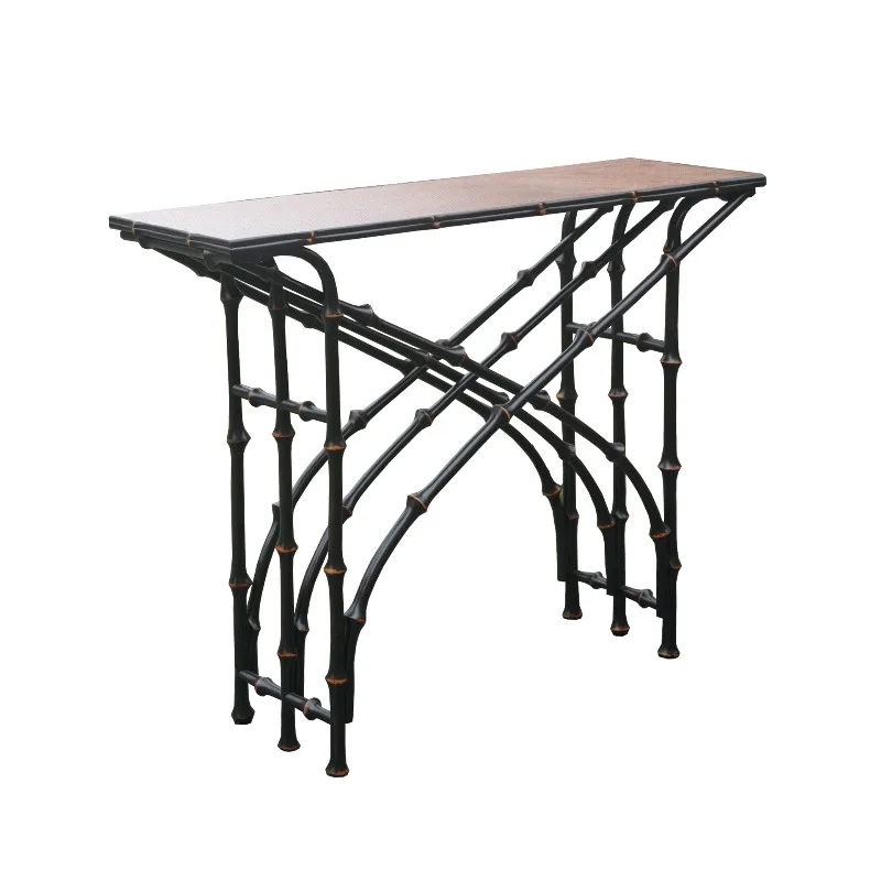 Chinese-style large lacquered bamboo entrance table, home table, incense case entrance antique desk case