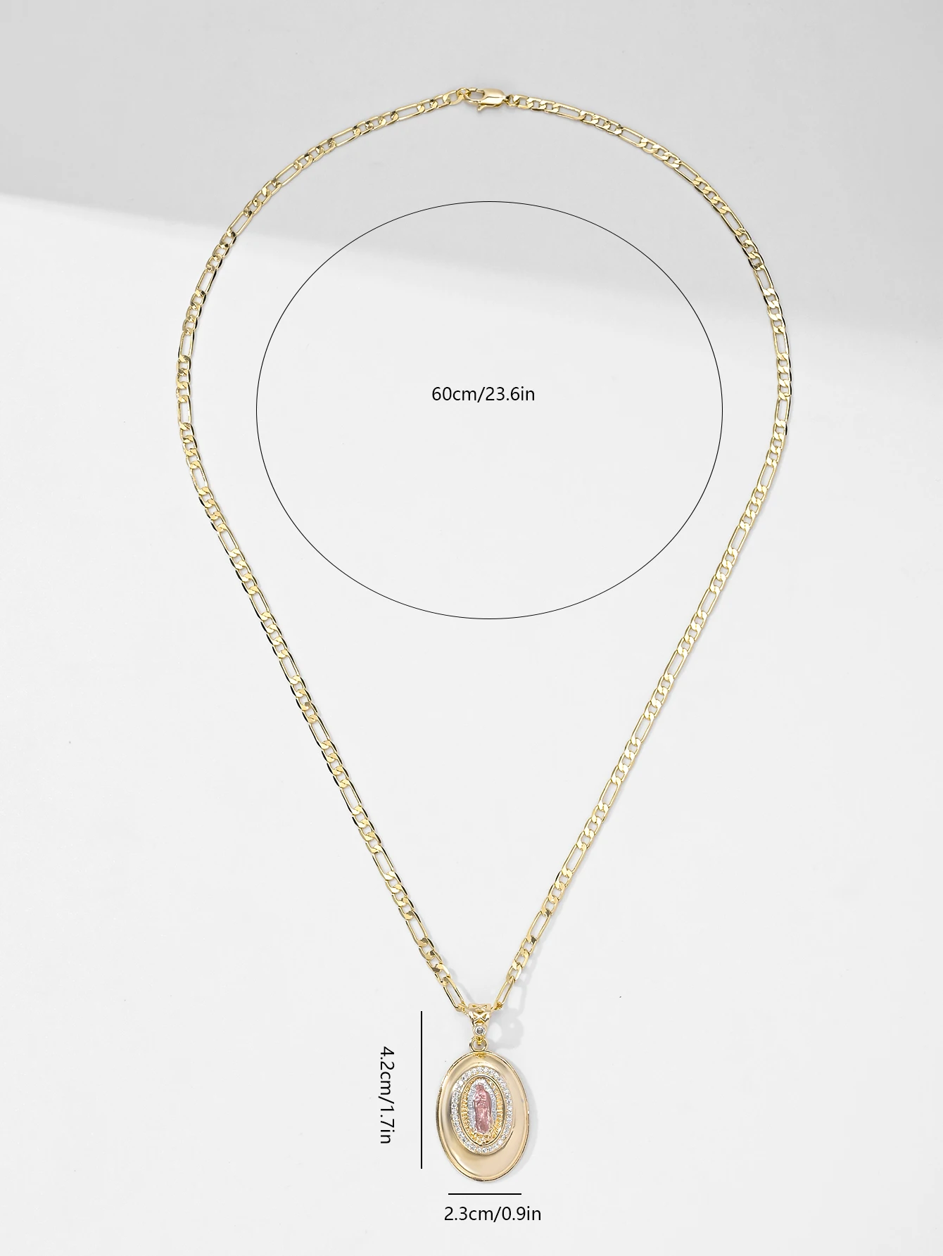 14K Gold-Plated Guadalupe Necklace Box Pendant Religious Zircon Copper Catholic Miracle Medal Virgin Mary Chain Jewelry