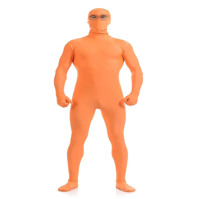 Nuovo capretto adulto Lycra occhio aperto completo del corpo Zentai personalizzato cerniera posteriore seconda pelle attillata Halloween maniche lunghe tuta cosplay