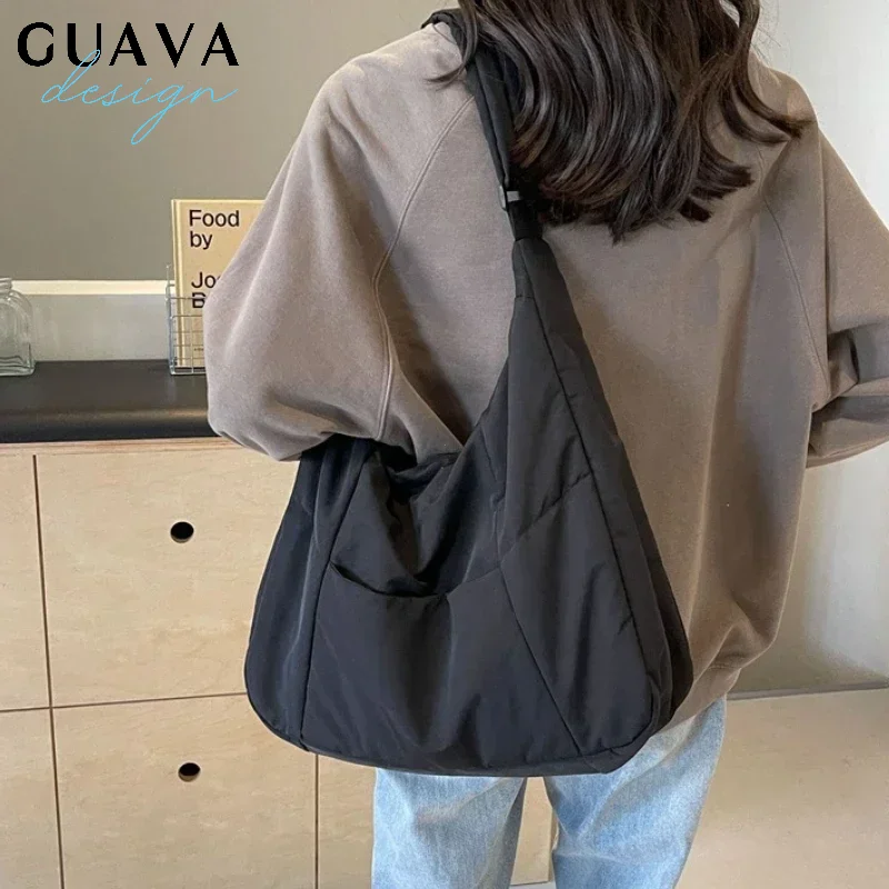 

Trendy Women's Soft Cloth Shoulder Bag Solid Color Student New Autumn Retro Casual Style Big Handbags Crossbody Bags for Women