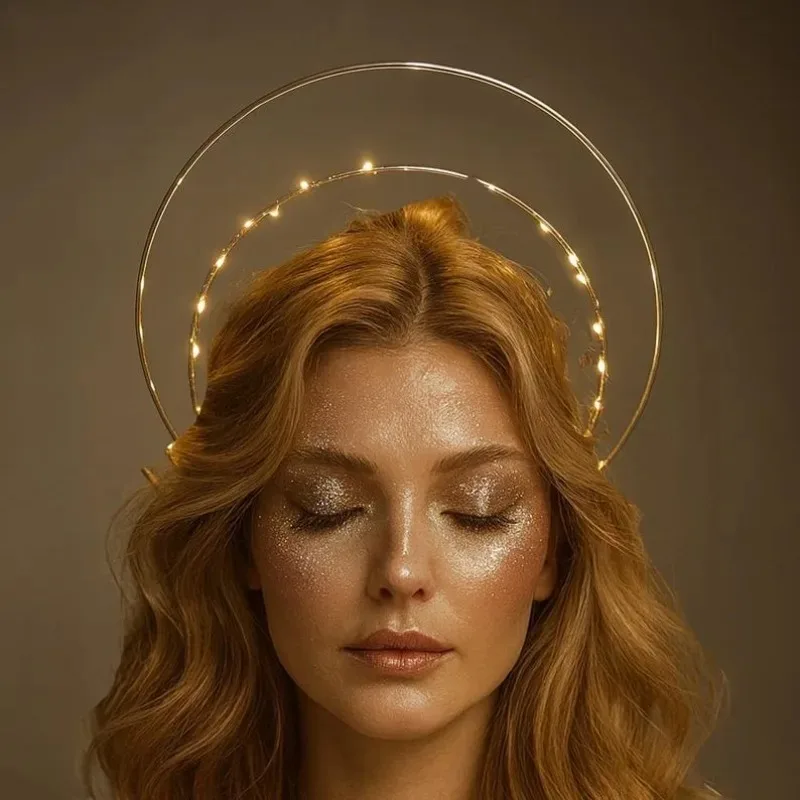 

3-Tier MARY Halo Crown - DIY Lolita Light Up Headpiece - French Vintage Style Angel Hair Accessory FOR CHRISTMAS HALLOWEEN