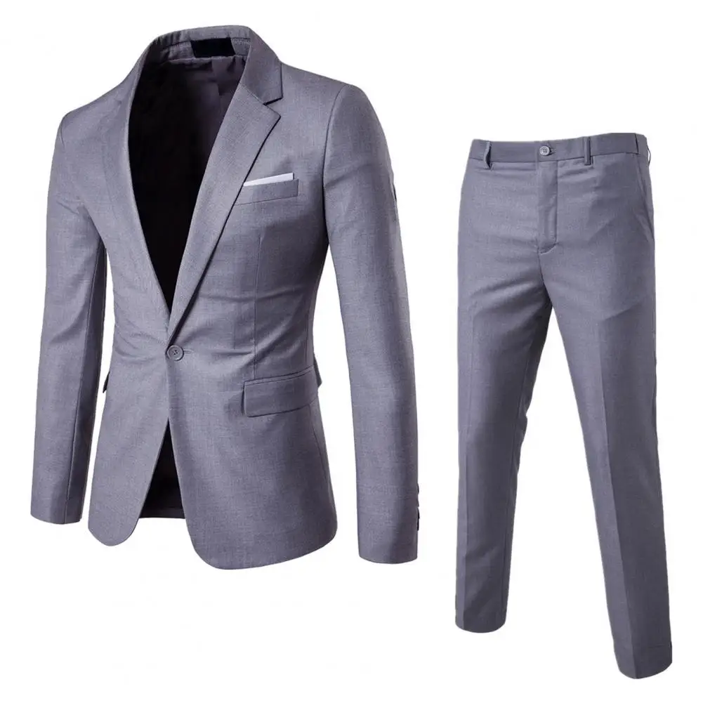

2026 2 Pieces Men Business Blazer Suit Pants Set Men's Casual Boutique Business Dress Wedding Groom Suit Coat Blazers Trousers