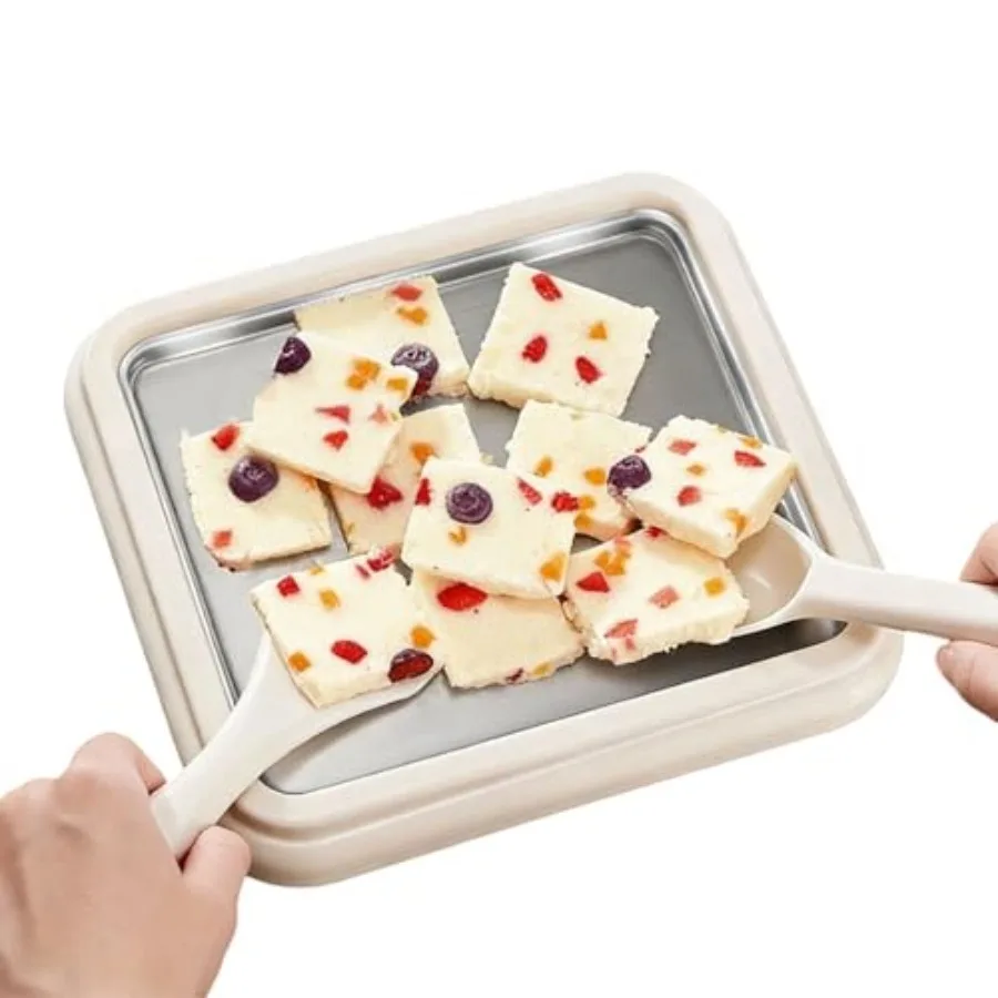 

Rolled Ice Cream Maker Kit, Stainless Steel Instant Ice Cream Maker with 2 Scrapers, Fast Cooling, Waterproof and No Power Requ