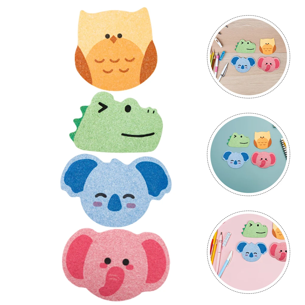 Éponges absorbantes Ultra réutilisables en forme d'animal, 4 pièces, pâte de bois douce compressée, éponges de nettoyage de salle de bains de dessin animé réutilisables
