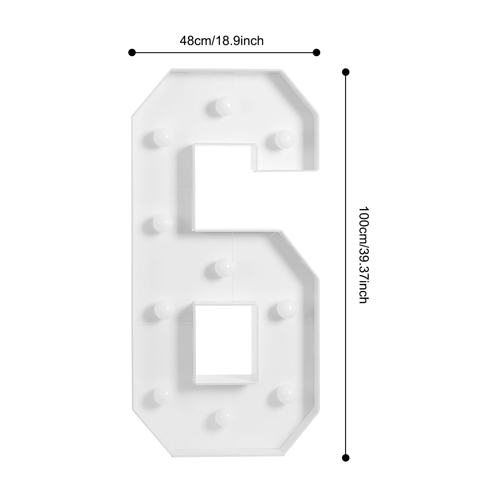 6 Leuchtende Zahlen, Dekoration für die 6. Geburtstagsfeier, KT-Board mit 10 LED-Lampen, warmfarbiger Hintergrund, vorgeschnittener Rahmen, groß, für Feierlichkeiten