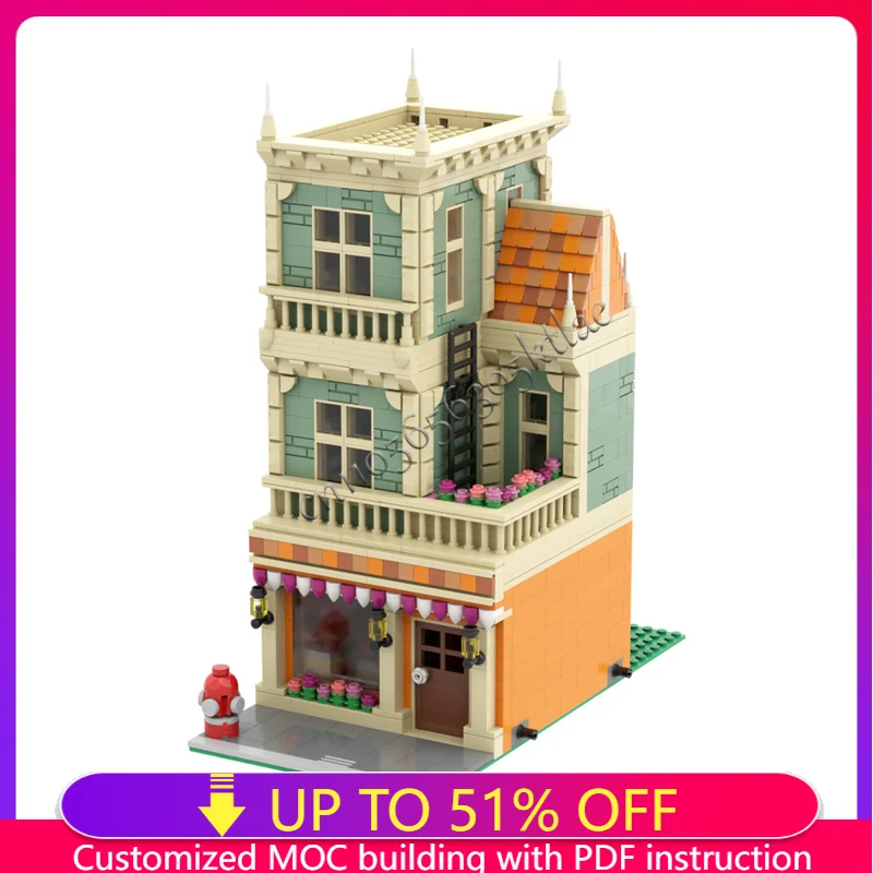 

1560 PCS Street View Series MOC Modular Bakery Shop Building Block Model Educational Assembly Toy For Kids Popular Festival Gift