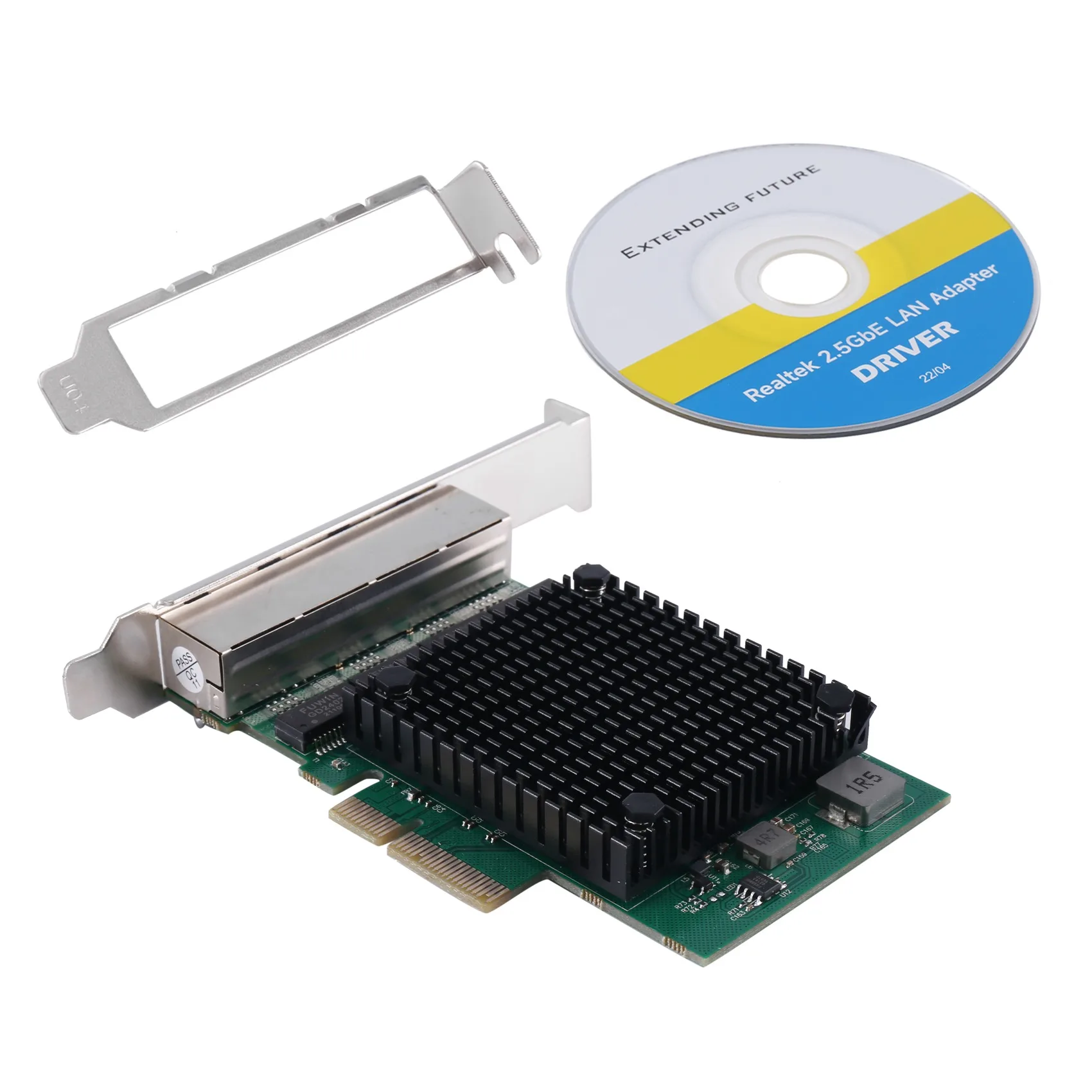 بطاقة شبكة إيثرنت PCIE X4 ، بطاقة شبكة خادم سطح المكتب ، 4 منافذ ، RTL8125B ، 4.5G ، بطاقة شبكة جيجابت