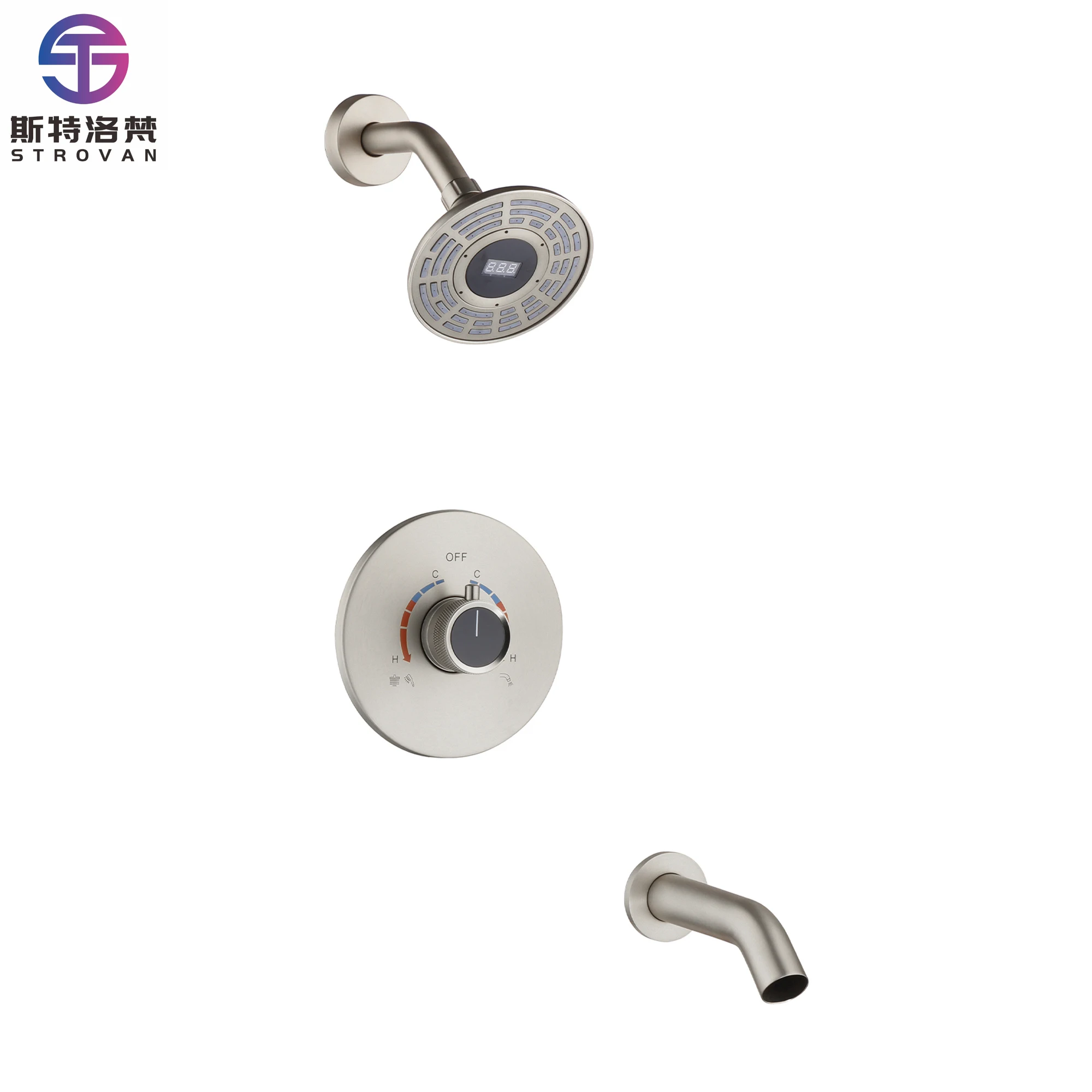 ثرموستاتي الحائط المطر الأمطار مربع دش صنبور لمعدات الحمام #1