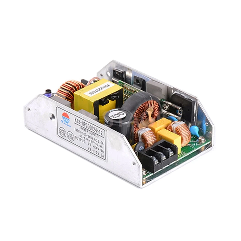 مصدر طاقة تنظيمي AC/DC مزدوج الإخراج +24+12V 200W