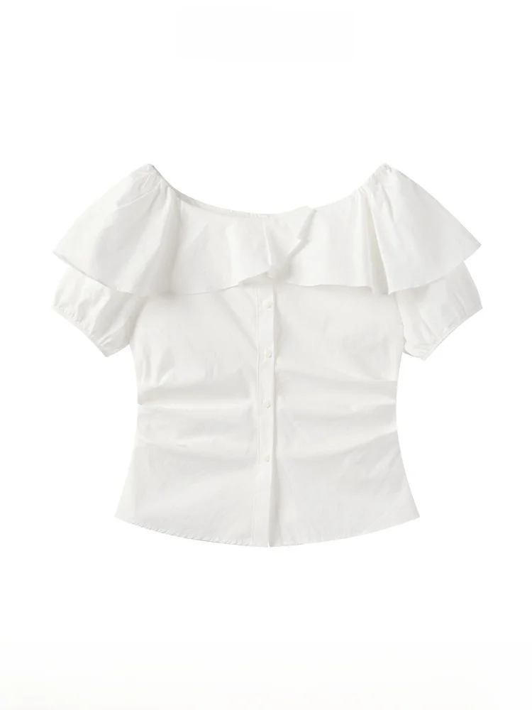 

Slimming Effect ort Sve irt Women's Pleated Hemline Gathered Waist Spring Summer New Sle Cotton 00% Casual irt