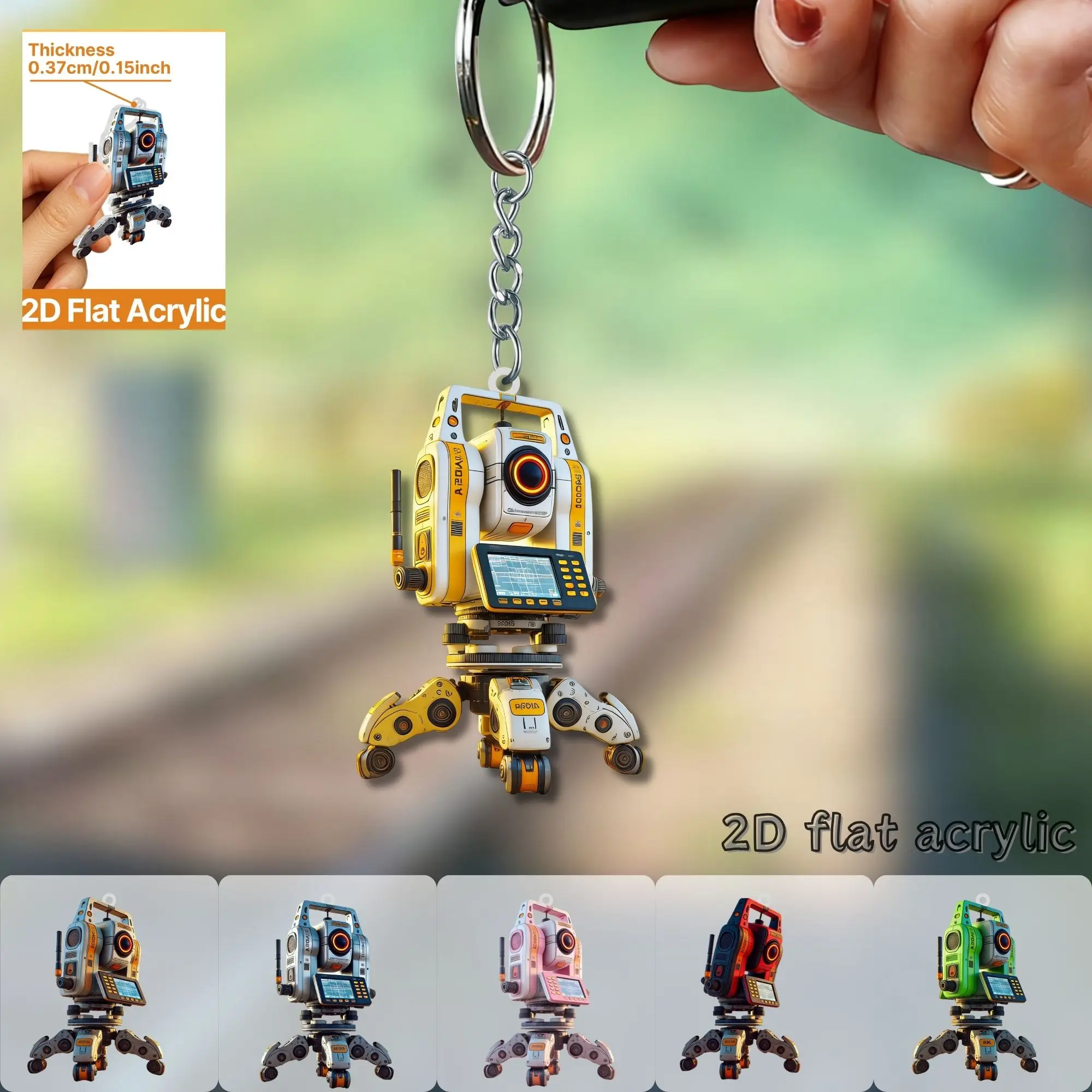 Cool Surveying Robot Keychain 3/6pcs 2D Acrylic Pendant Bag Accessory Perfect Gifts for Friends Party Favors Engineering Holiday