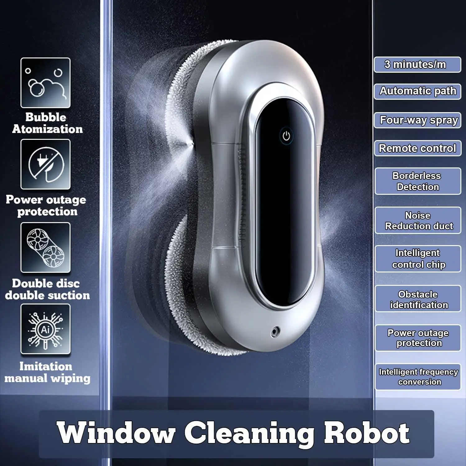New Automatic Window Washer Cleaner with Water Spray Robot Window Cleaner Low Noise Window Washer Machine