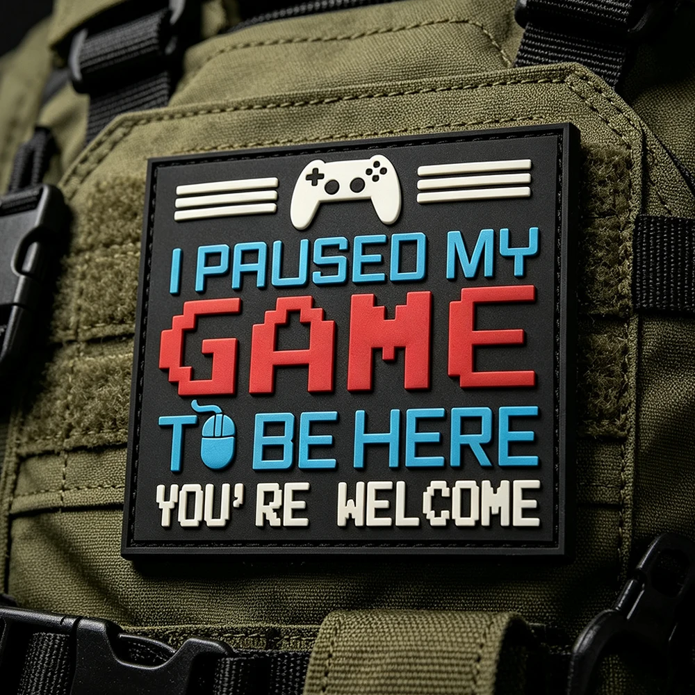 Funny PVC Tactical Patches Hook Backing Rubber Badge Skull Game Donut Hand Gesture Emblem for Clothing Backpack Hat Accessory