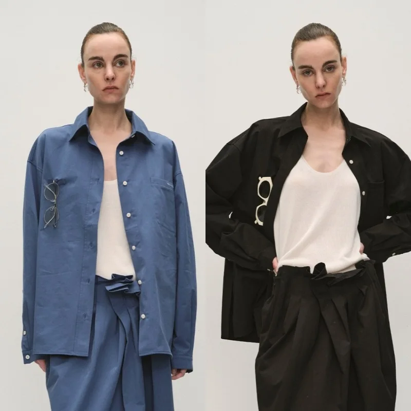 

Женская свободная рубашка из чистого хлопка с отложным воротником, ранняя весна 2026, новый простой пригородный топ с длинными рукавами в скандинавском стиле VKC