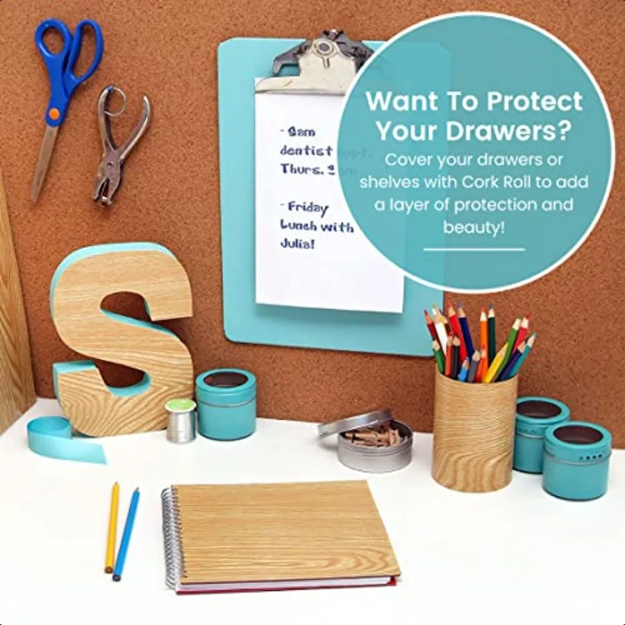 Forro de prateleira de cortiça multiuso de marca 18" x 4' marrom pacote de 6