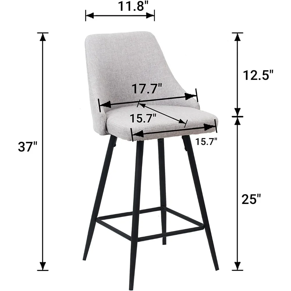 Taburete de bar tapizado de primera calidad, silla de comedor, taburete de bar con respaldo alto de 25 pulgadas, taburete de isla de cocina moderno de poliéster de 4 paquetes