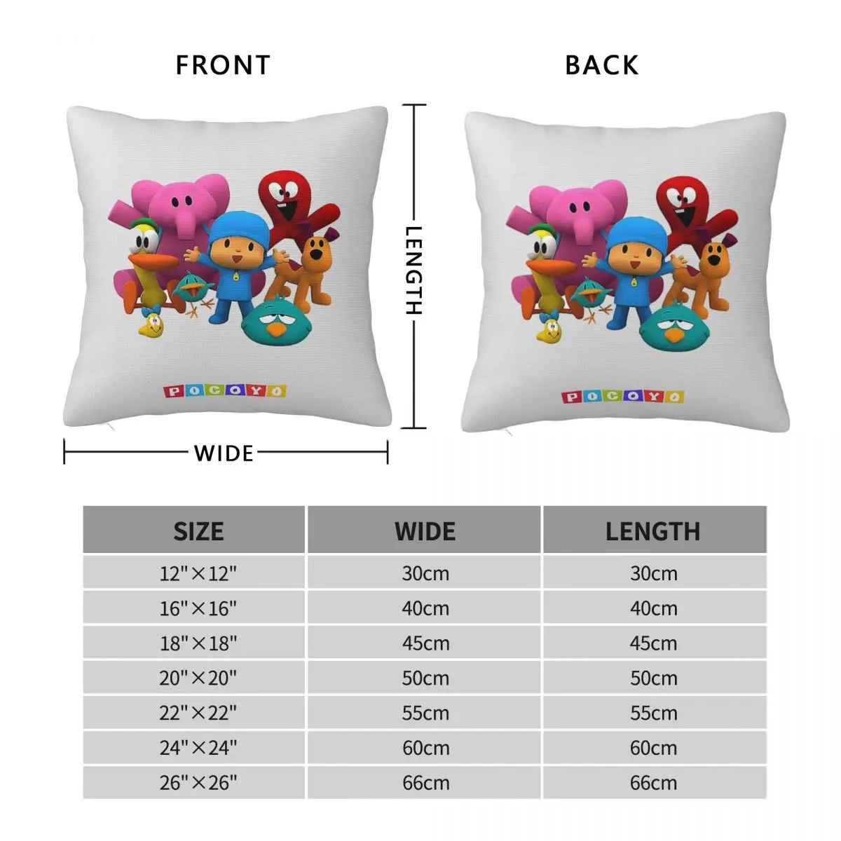 Happy Birthday Boy-Girl-Pocoyo! Square Pillowcase Pillow Cover Polyester Cushion Decor Comfort Throw Pillow for Home Car